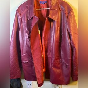 Twiggy London 2x Maroon 100% Leather Jack with Union Jacket lining.